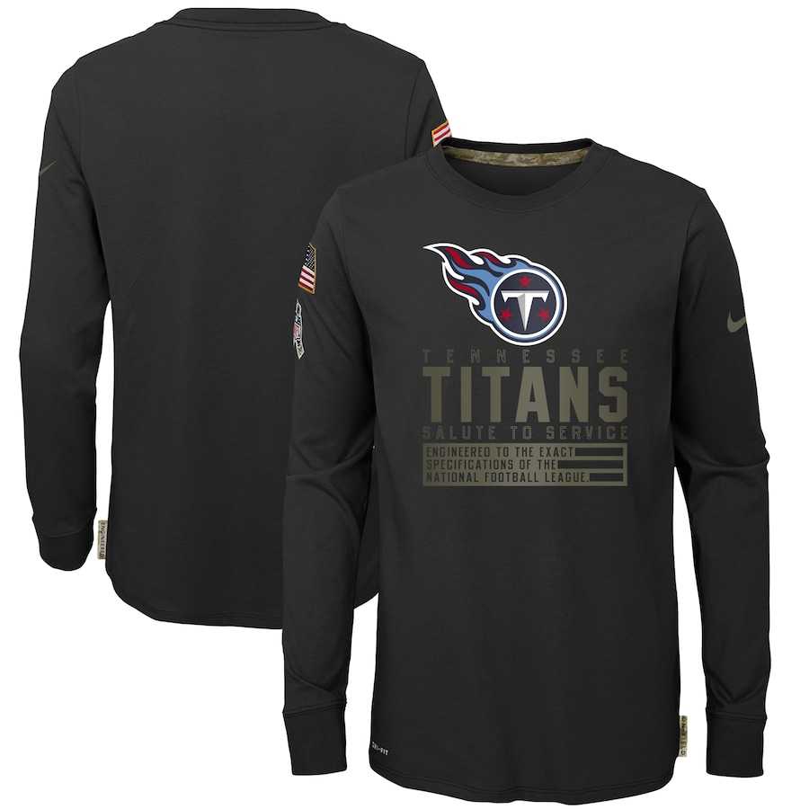 Nike Tennessee Titans Youth Black Salute to Service Long Sleeve TShirt